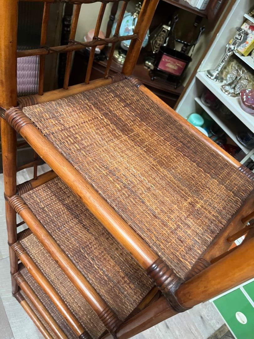 アーチ型 飾り棚 5段 昭和レトロ ラタン 籐棚 インテリア