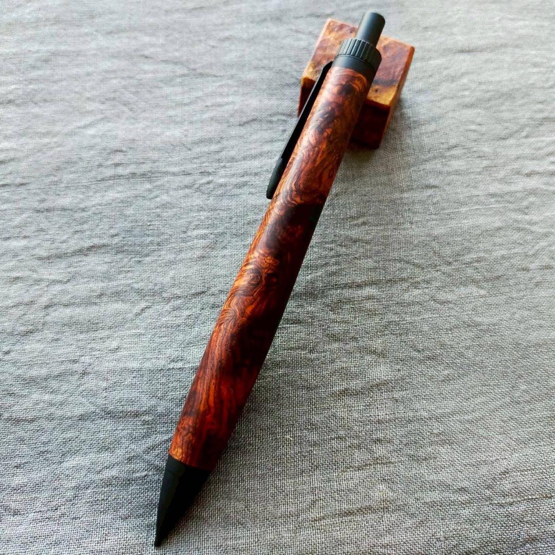 特上　ローズウッド瘤　ハンドメイド　木軸シャープペン　0.5mm　ブラック
