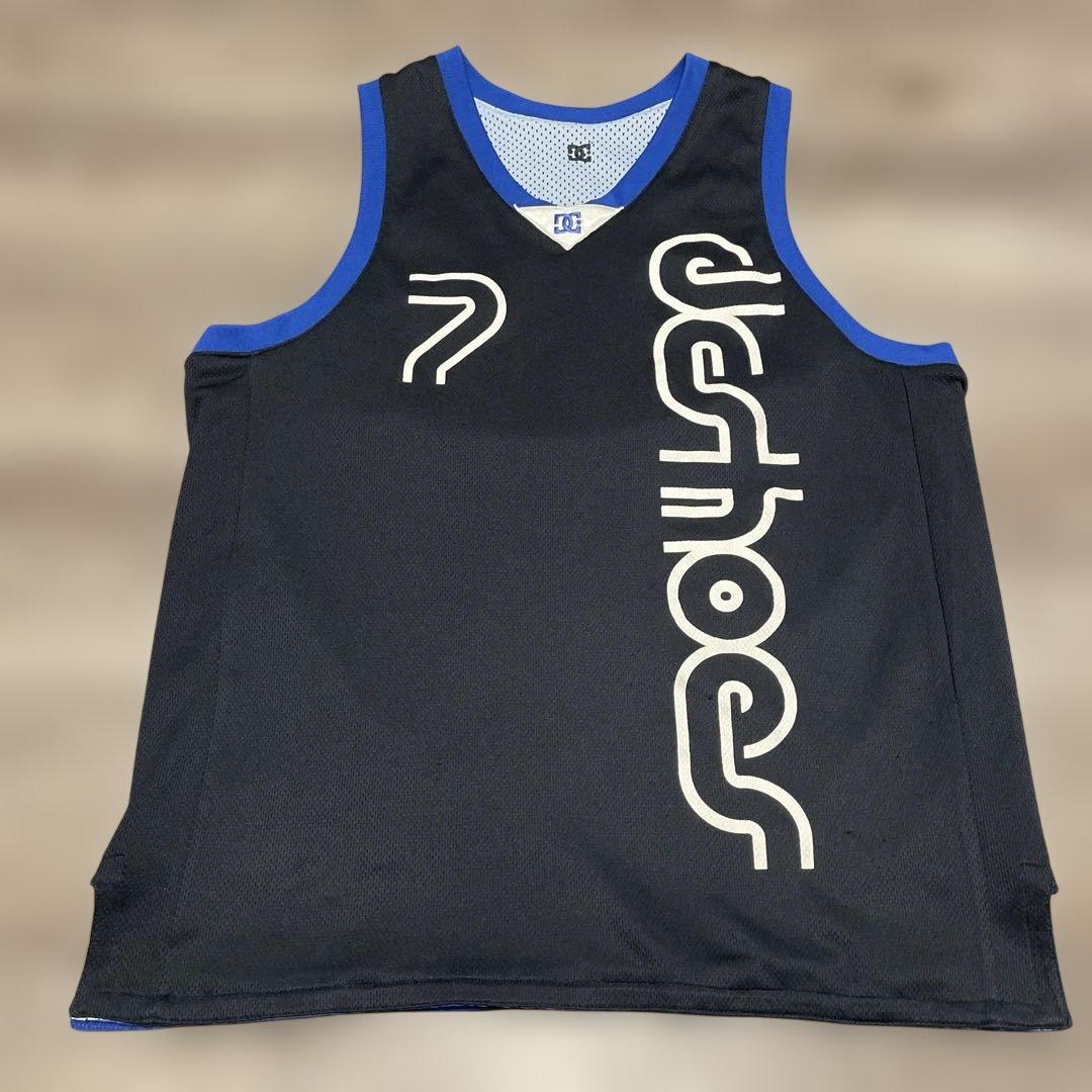 DC SHOE CO ブランドロゴ刺繍 プリント リバーシブル バスケシャツ