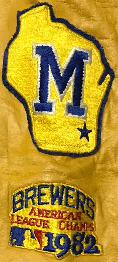 超レア 1982年製 US製 AL期 DeLONG ブリュワーズ 袖革スタジャン