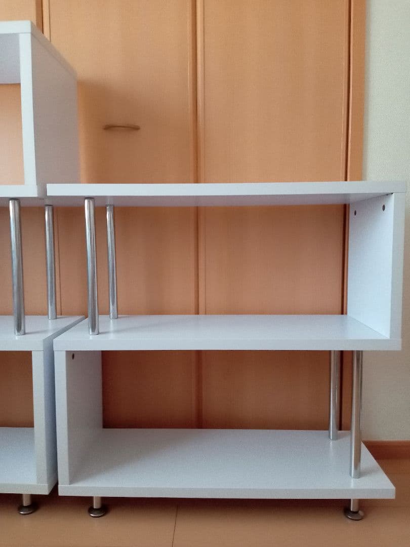 関東 非対面 2台セット 本棚ホワイトオープンシェルフ ラックおもちゃ収納棚