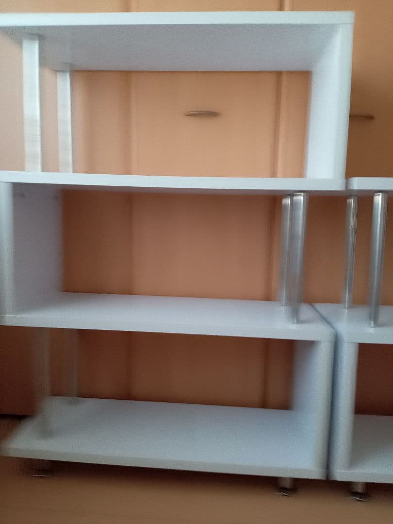 関東 非対面 2台セット 本棚ホワイトオープンシェルフ ラックおもちゃ収納棚