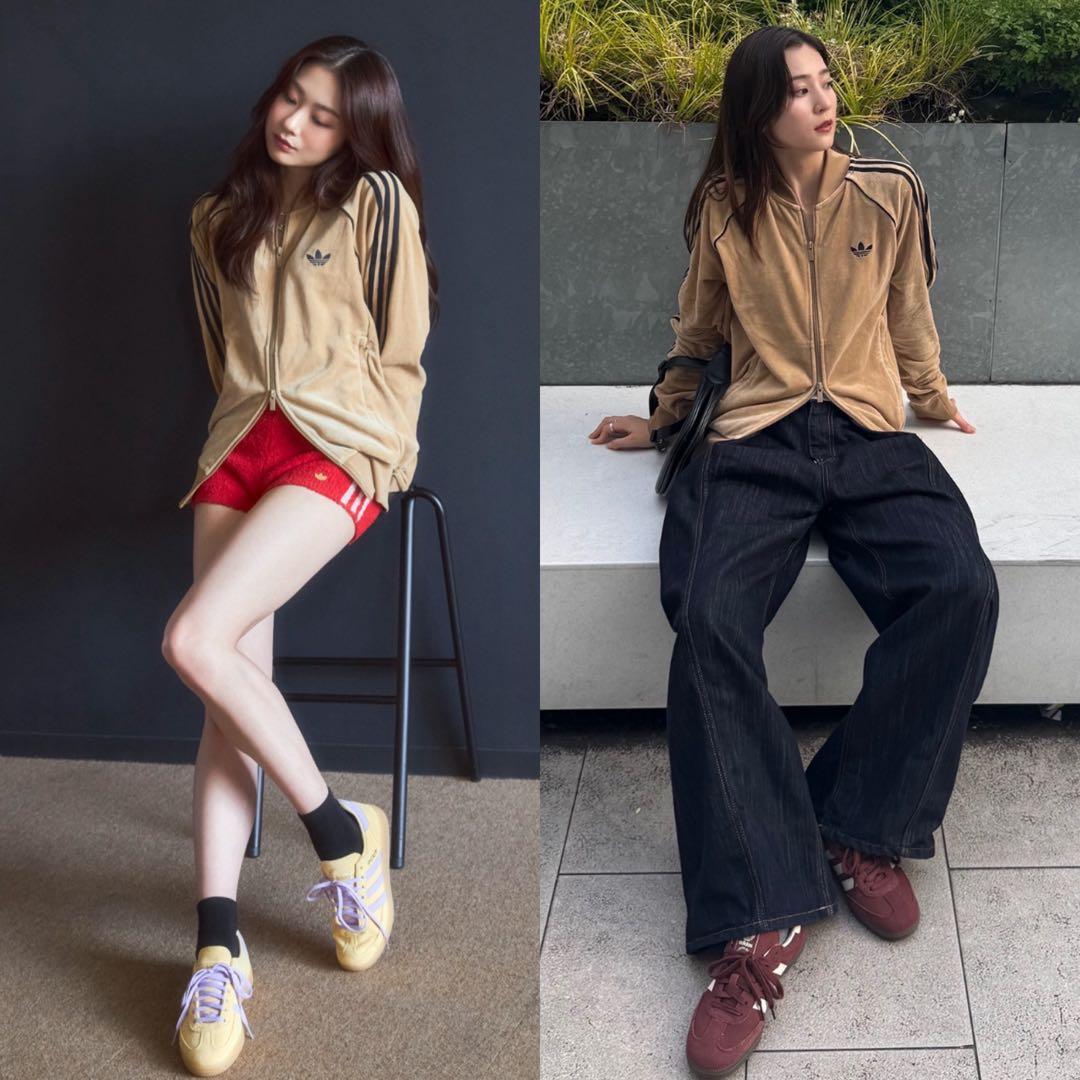 新品M⭐️adidas アディカラー ベロア ブラウン トラックトップ 風早ゆうた