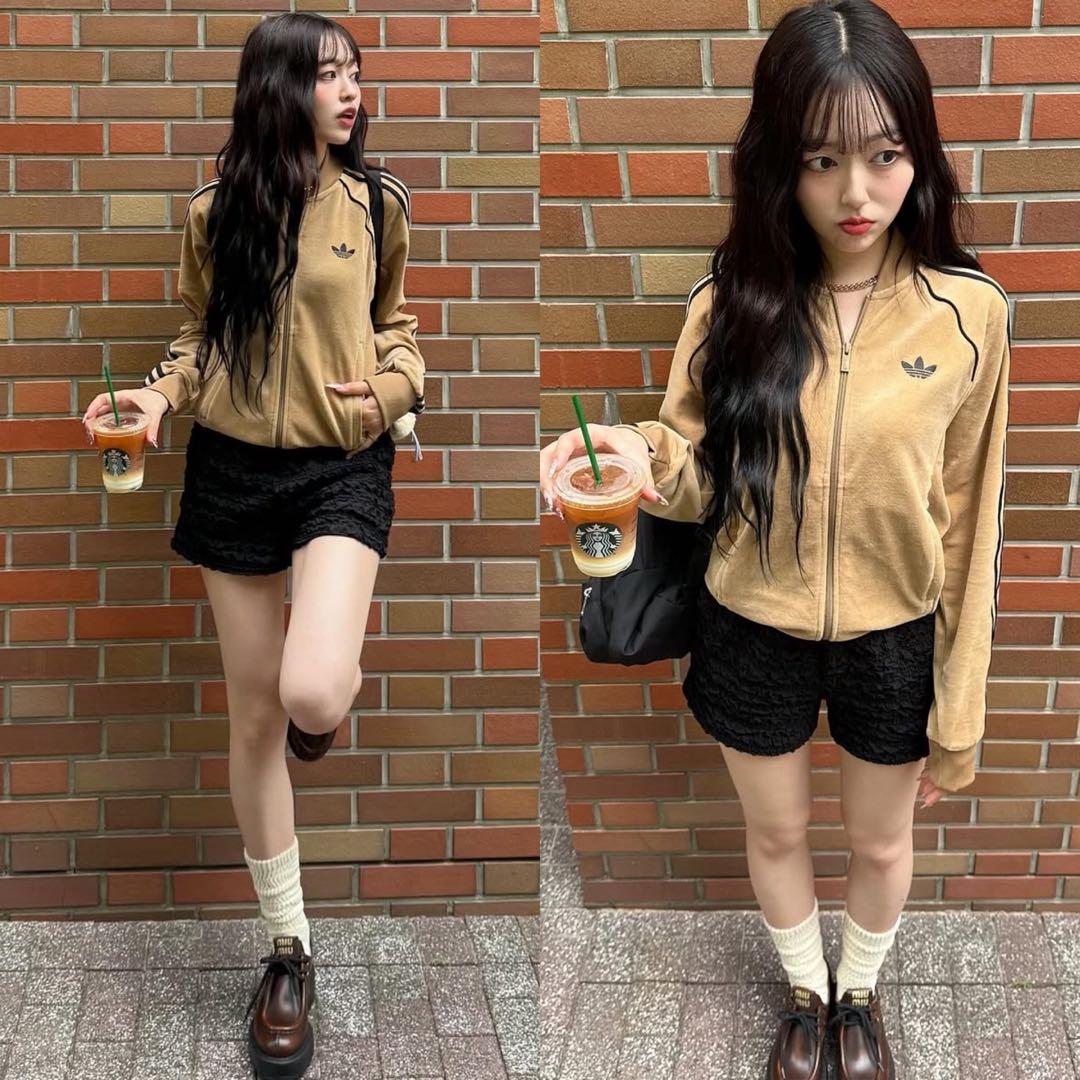 新品M⭐️adidas アディカラー ベロア ブラウン トラックトップ 風早ゆうた