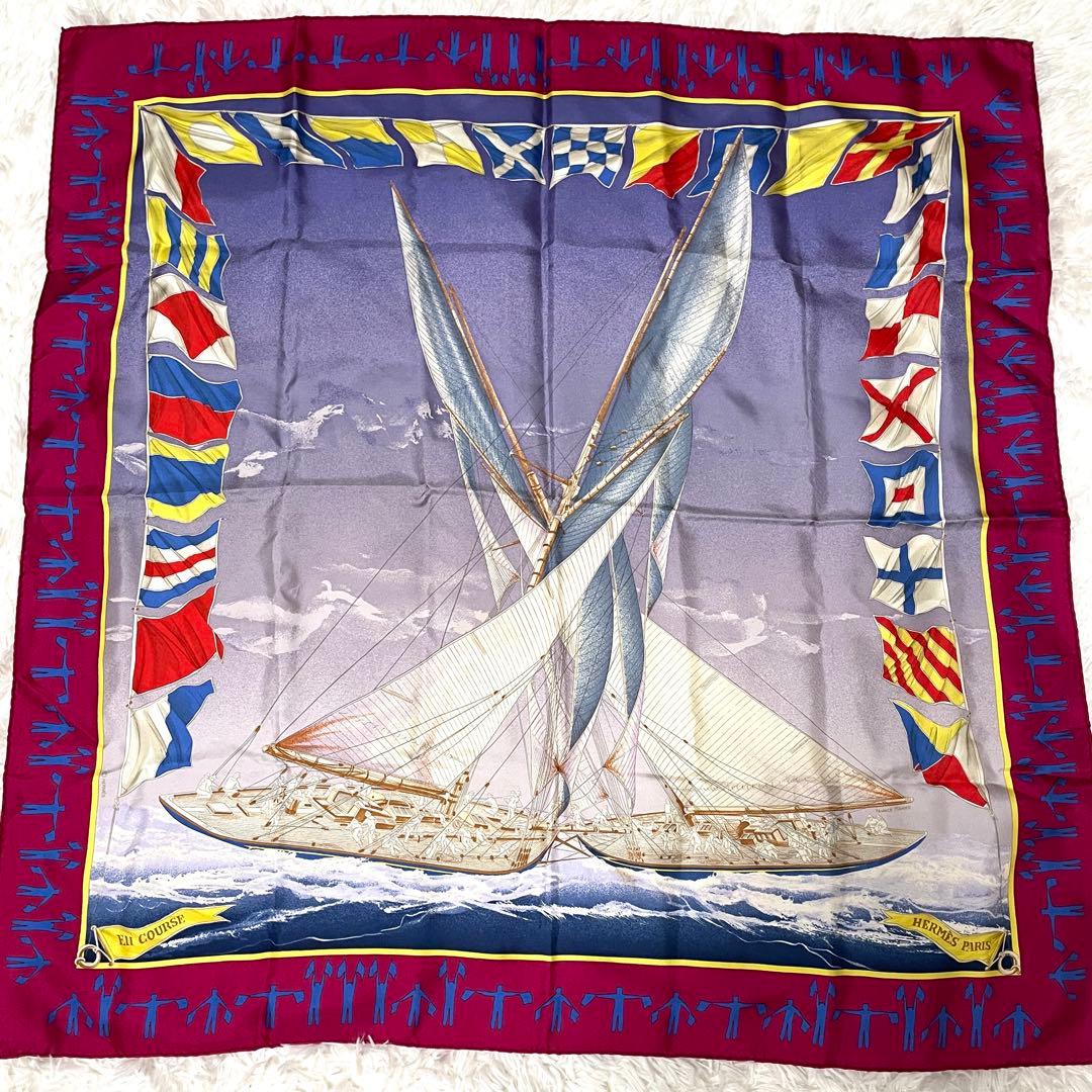 エルメスカレ90 EN COURSE シルクスカーフ