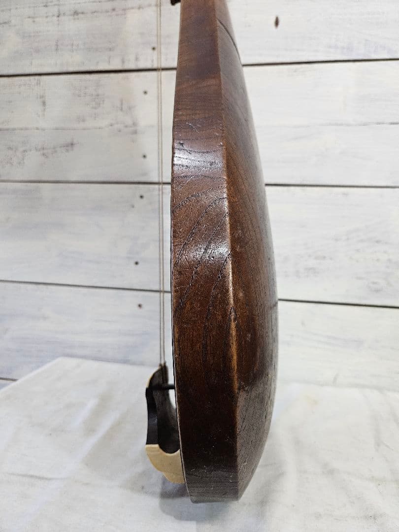 日本のアンティーク 筑前琵琶 四弦五柱 撥 弦楽器 和楽器 琵琶 木製 半月