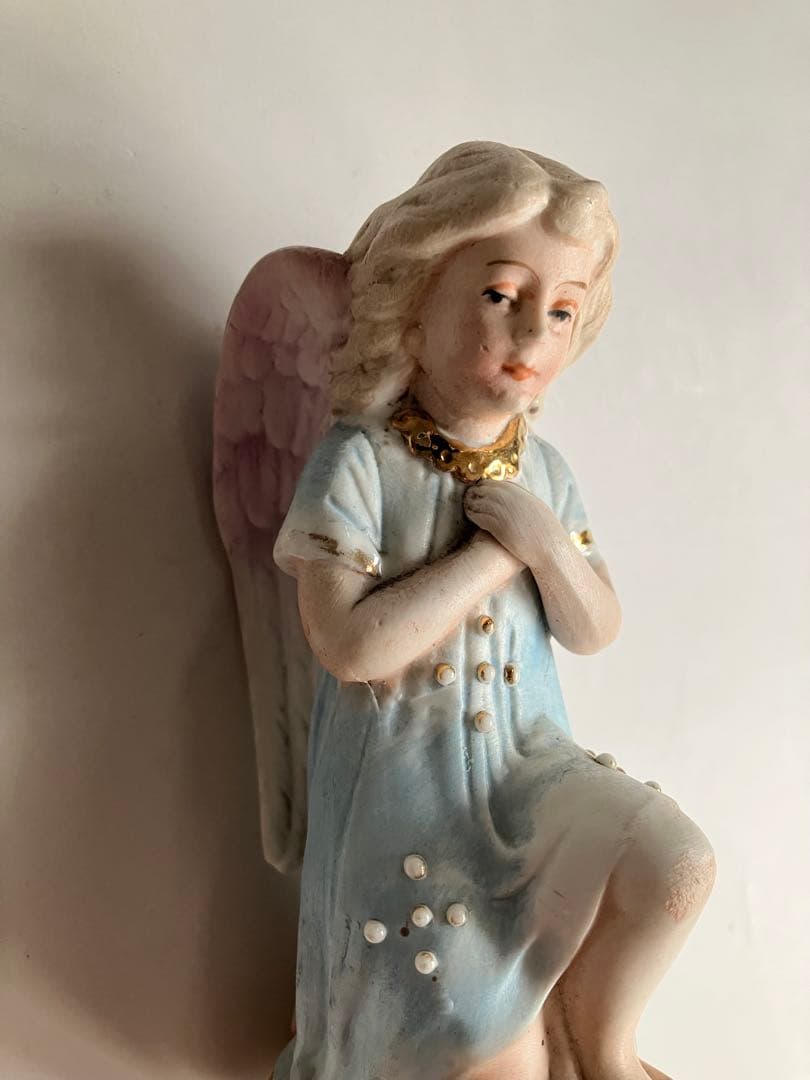 祈りの天使　ペア　アンティーク　ビスク