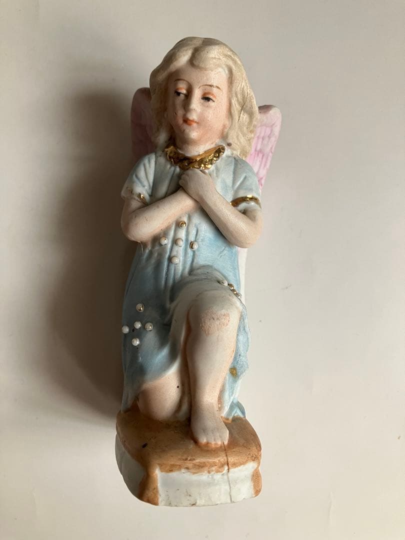 祈りの天使　ペア　アンティーク　ビスク