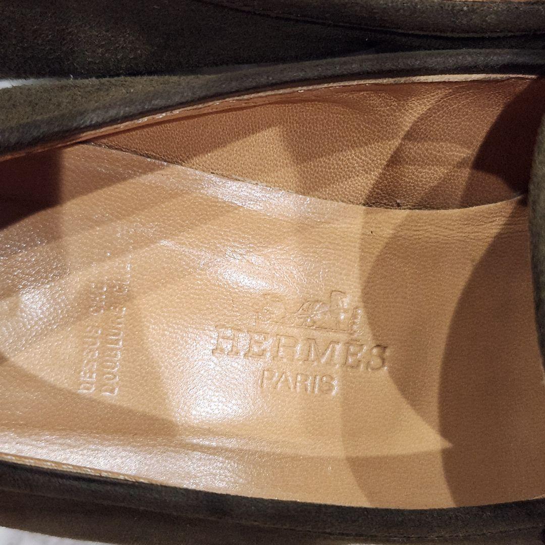 エルメス❣️ローファー　23.5cm　コンスタンス　Hバックル　スエード　カーキ