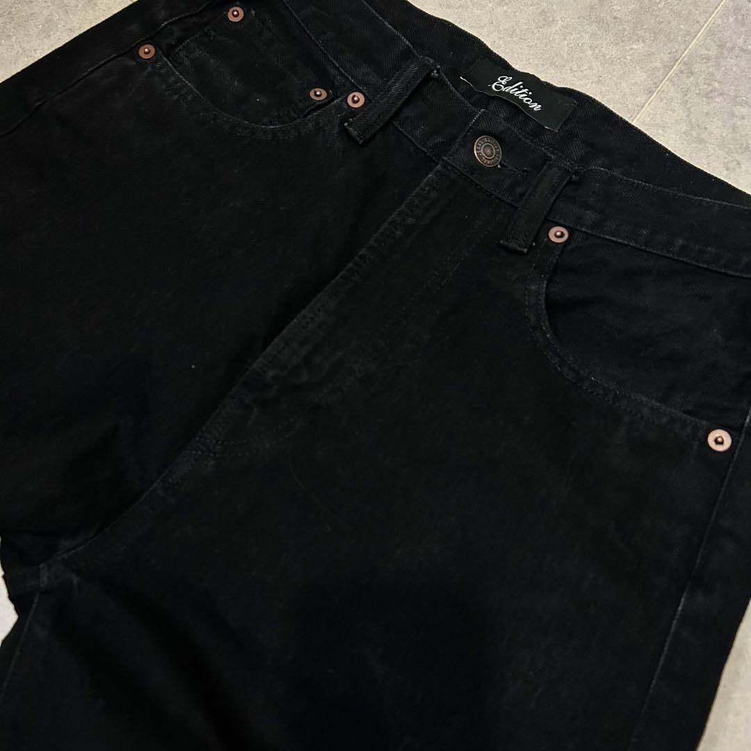Edition ルーズストレートデニム エディション ブラックデニム ジーンズ