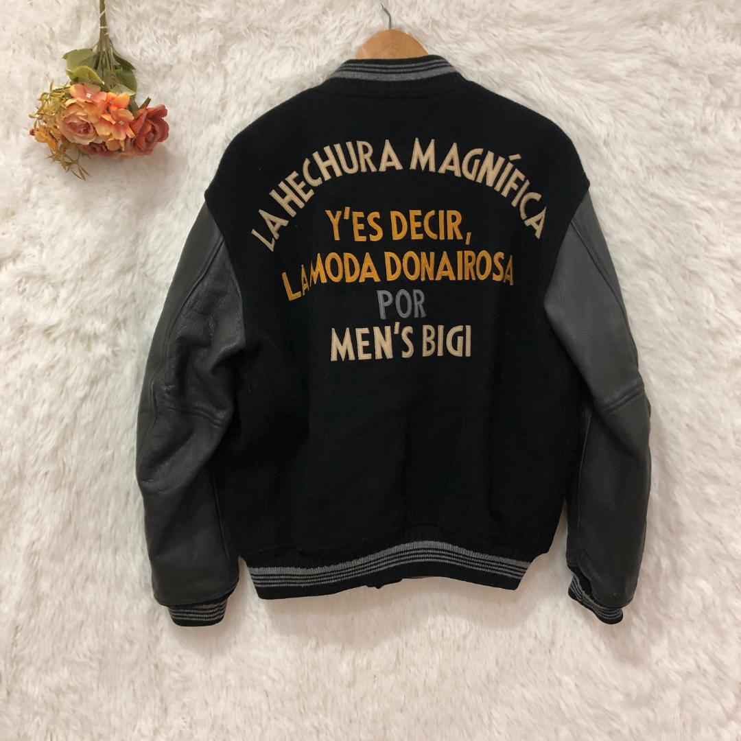 ★メンズビギ★レザー スタジャン 【L】 ウール 中綿 ヴィンテージ 復刻