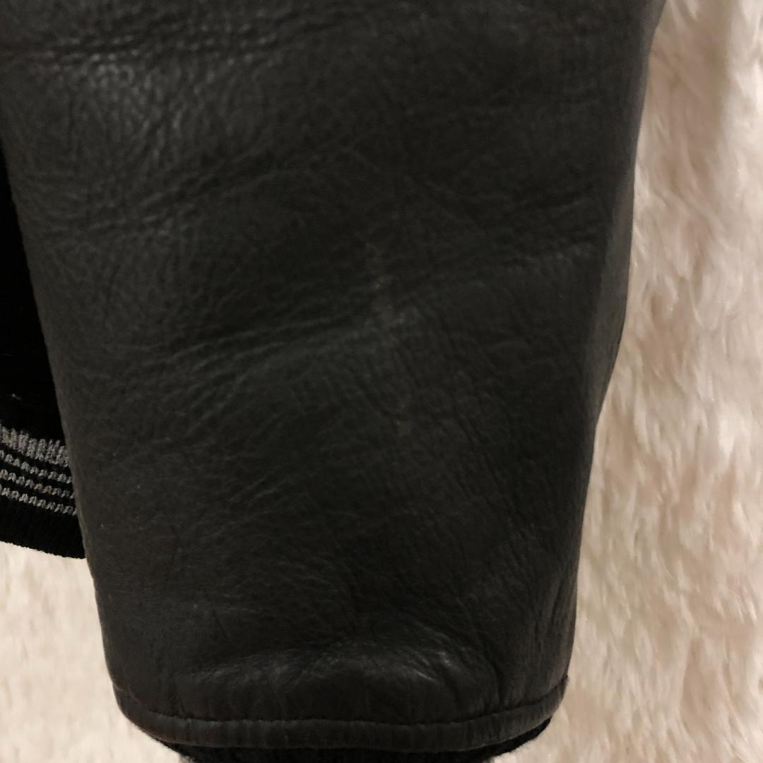 ★メンズビギ★レザー スタジャン 【L】 ウール 中綿 ヴィンテージ 復刻