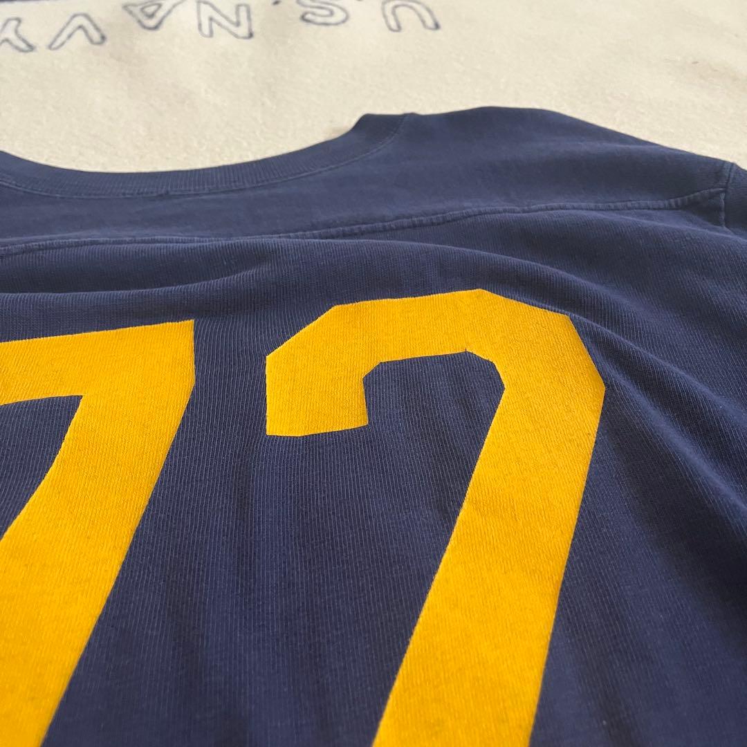 【L】60s champion フットボールTシャツ ネイビー タタキタグ