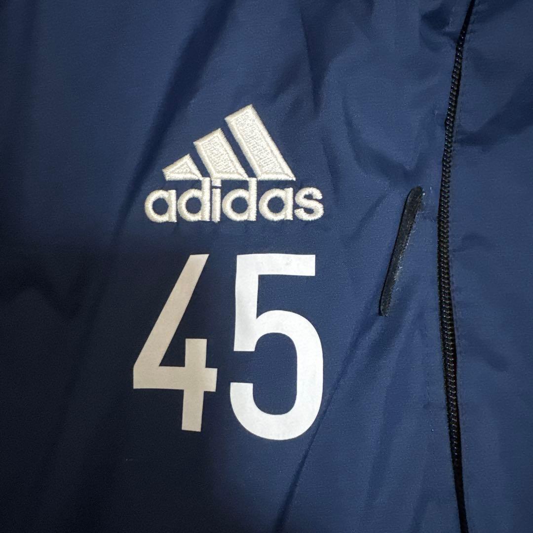 【中古・美品】松本山雅　adidas ネイビー ベンチコート Lサイズ