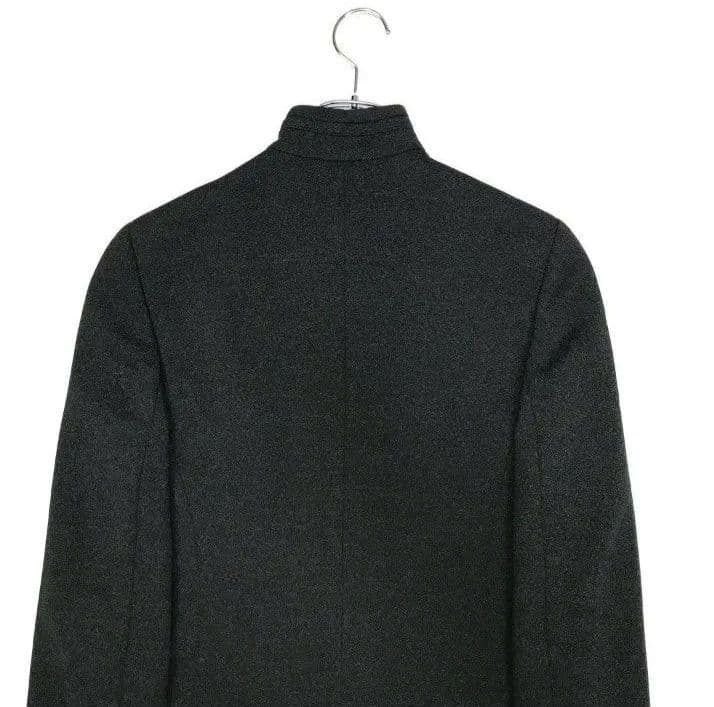 美品ジョルジオアルマーニ ステンカラーコートブラック イタリア製M ノーカラー