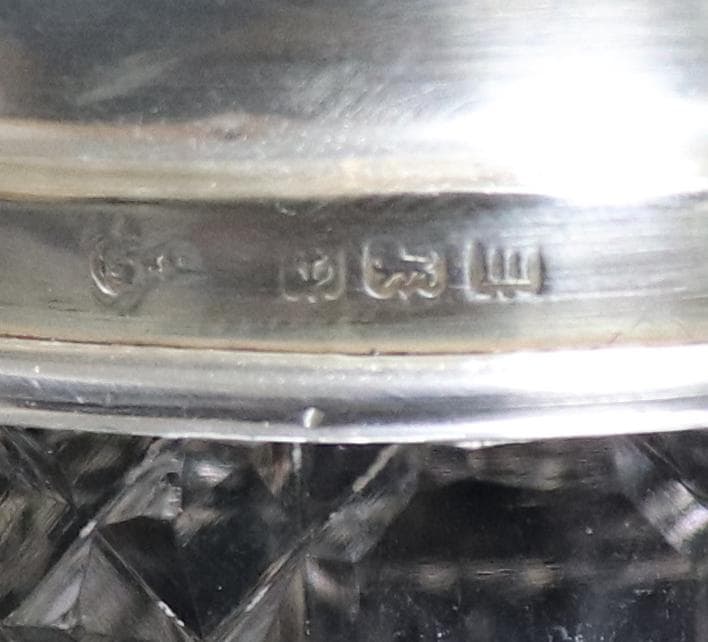 オールド・バカラ シルバー925銀装飾花柄蓋物 ディアマン・ピエーリー小物入れ