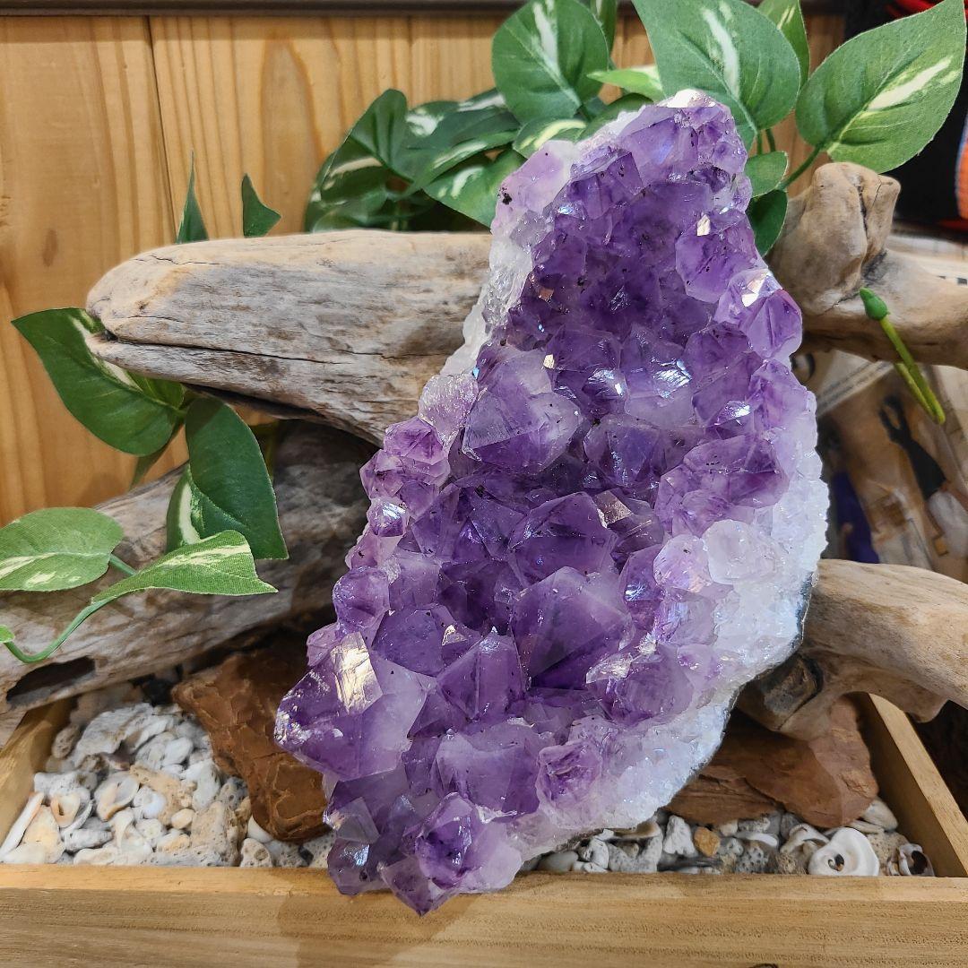 アメジストクラスター　土台付き　開運　事業の成功　家庭運　天然石