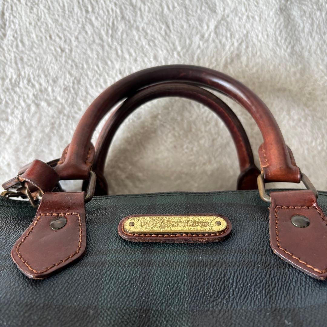 ✨️美品 ポロラルフローレン ミニボストンバッグ ブラックウォッチ PVCレザー