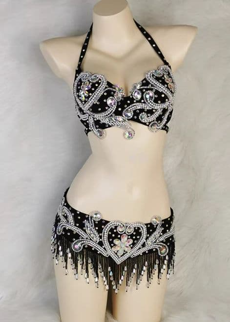 ベリーダンス衣装 ブラベルトセットアップ 白/黒/赤 オーダーメイド