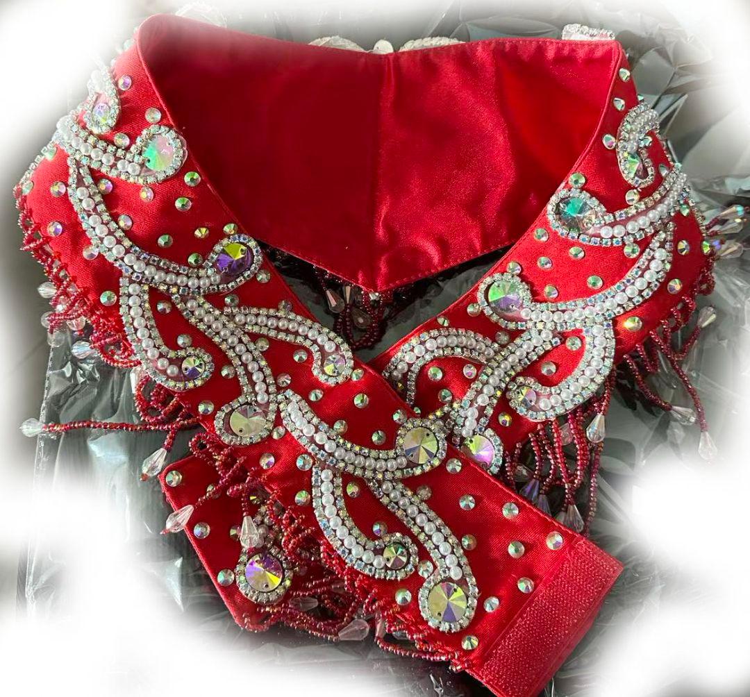 ベリーダンス衣装 ブラベルトセットアップ 白/黒/赤 オーダーメイド