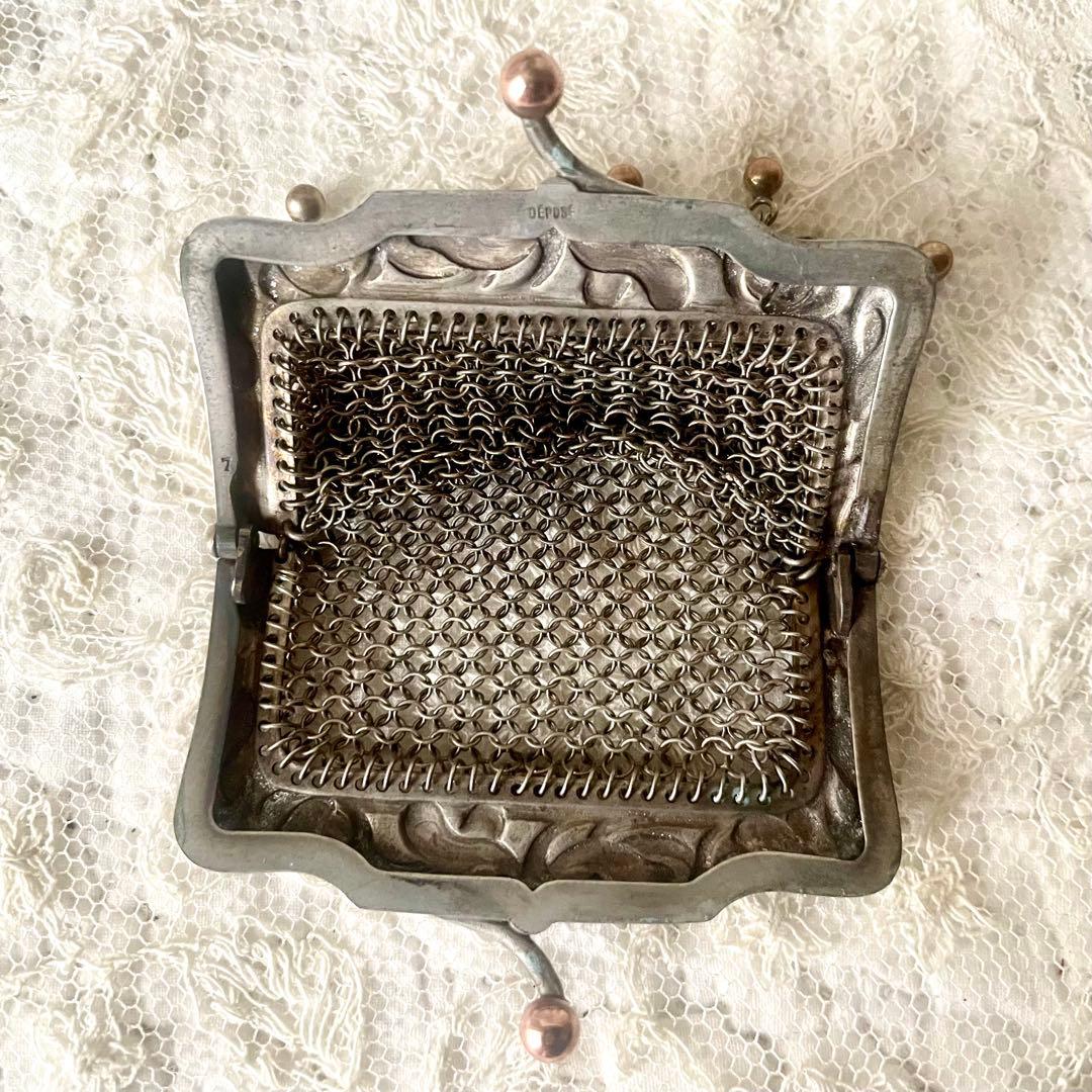 純銀製シルバーヤドリギモチーフパース　フランスアンティーク　ポルトモネ