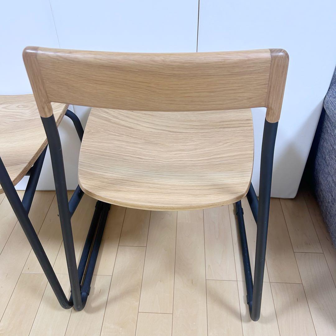 北欧 モリヨシ Flo POKKYCHAR ナラ材 ナチュラルブラック2脚セット