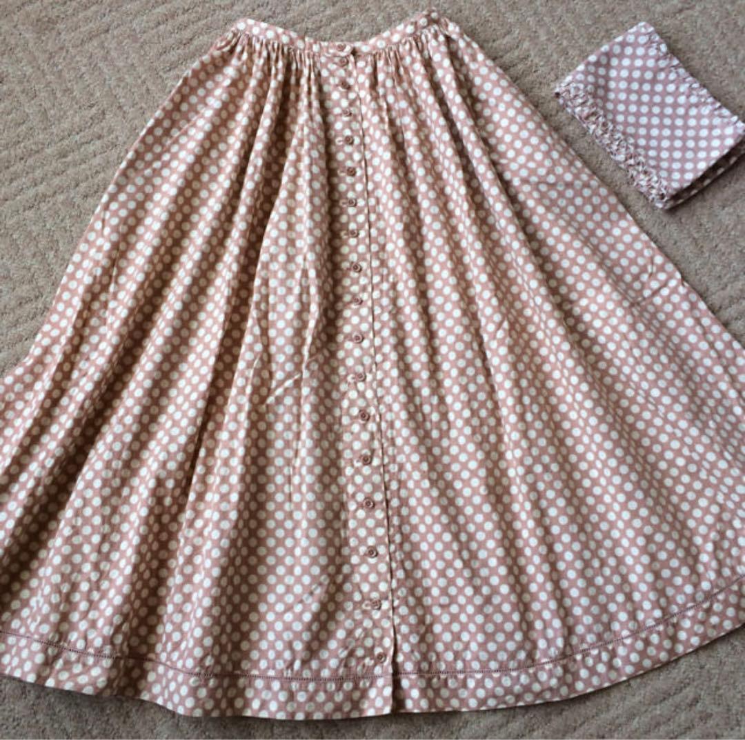 美品✨ピンクハウス 半袖ブラウス&スカート　ピンク　水玉　綿　送料無料