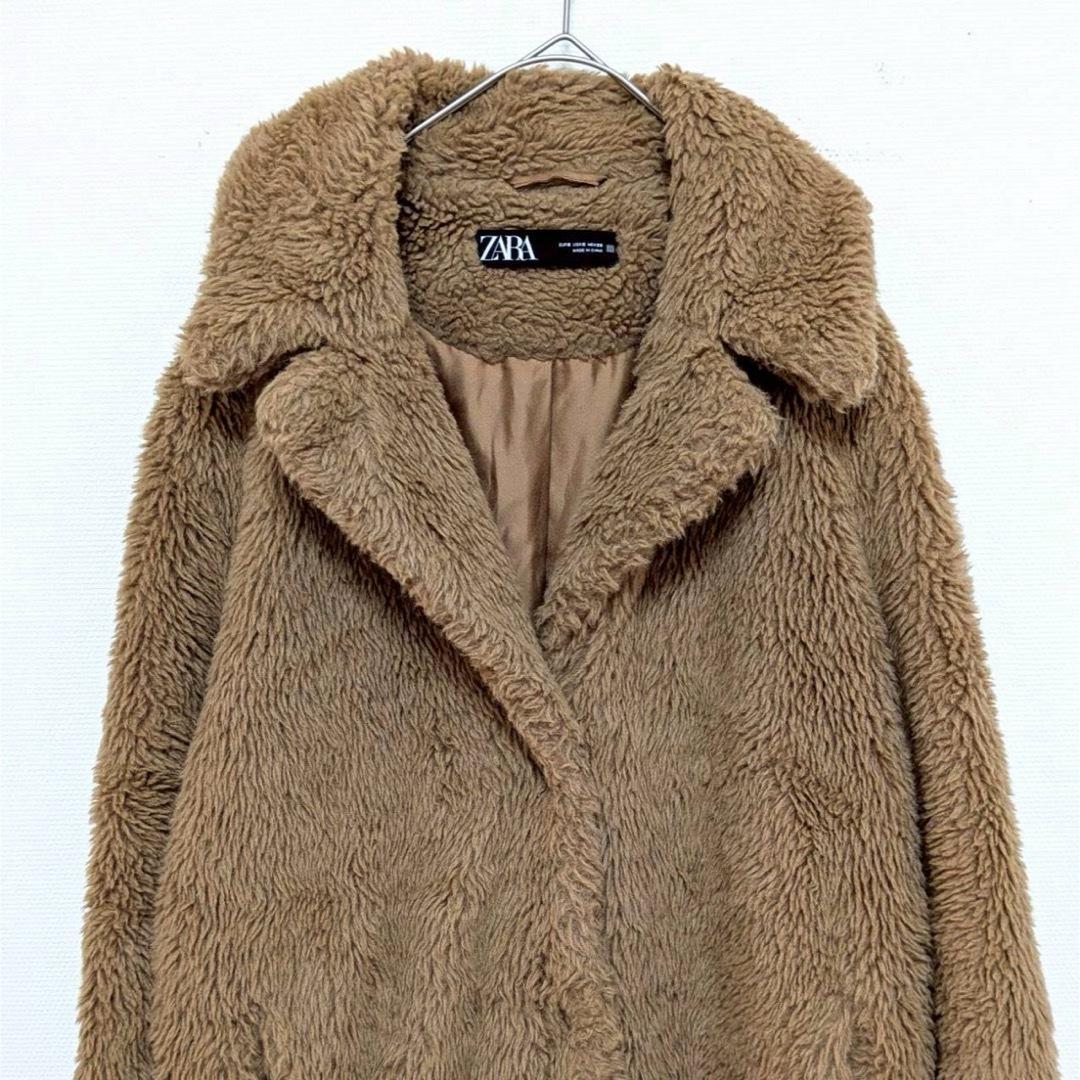 ☆ZARA ザラ テディベアコート【S】ボア ロング 茶色 もこもこ