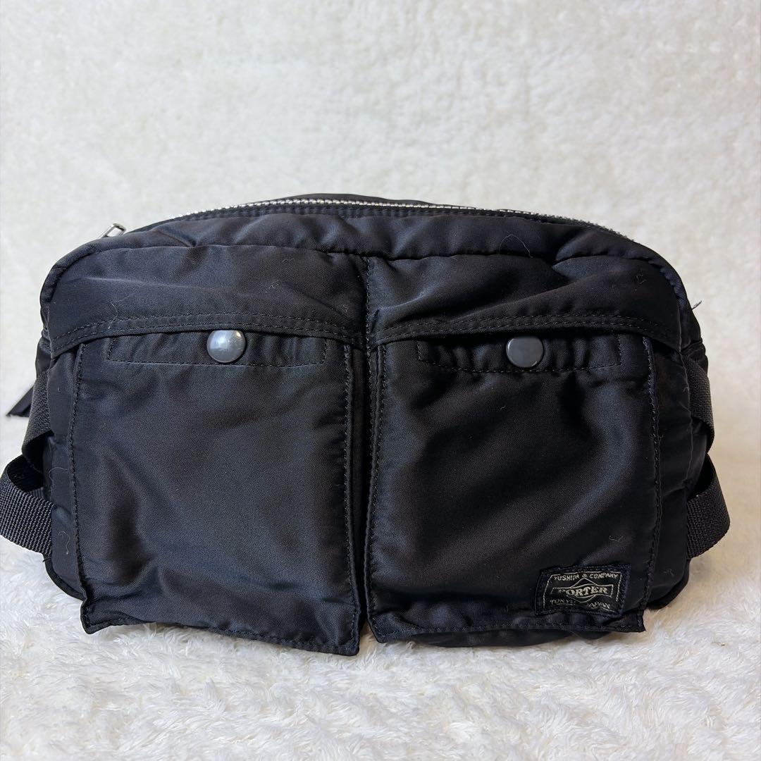 【美品】PORTER タンカー 2way ボディバッグ ウエストバッグ ブラック