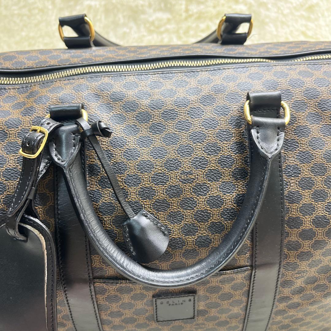 CELINE セリーヌ　ボストンバッグ 黒マカダム 鍵トリオンフ PVC レザー