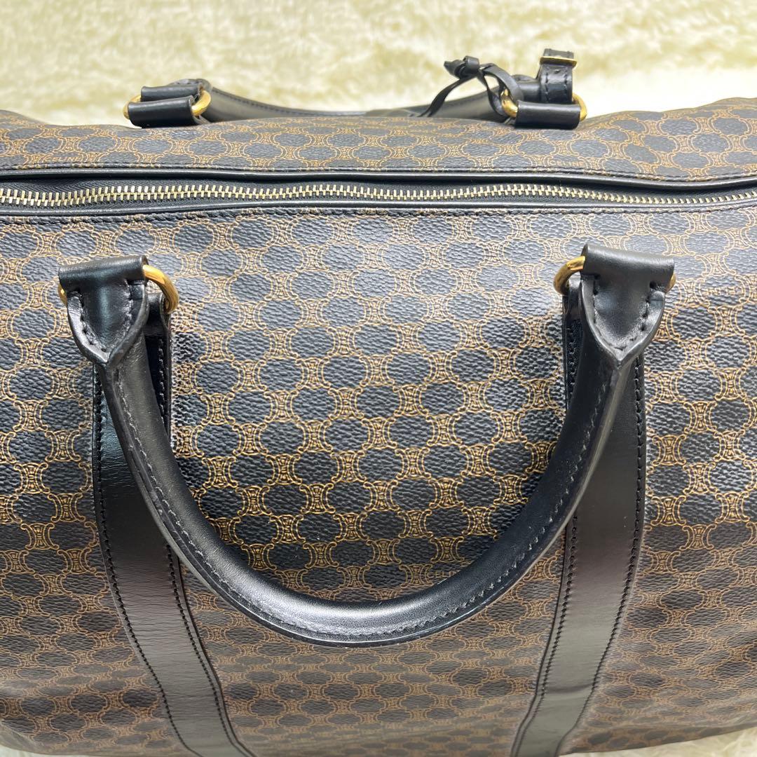 CELINE セリーヌ　ボストンバッグ 黒マカダム 鍵トリオンフ PVC レザー