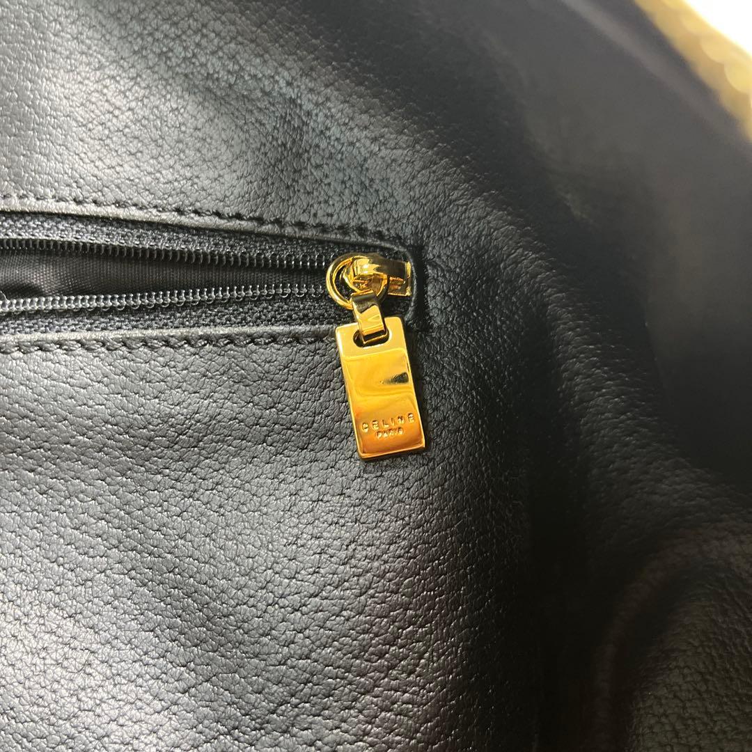 CELINE セリーヌ　ボストンバッグ 黒マカダム 鍵トリオンフ PVC レザー