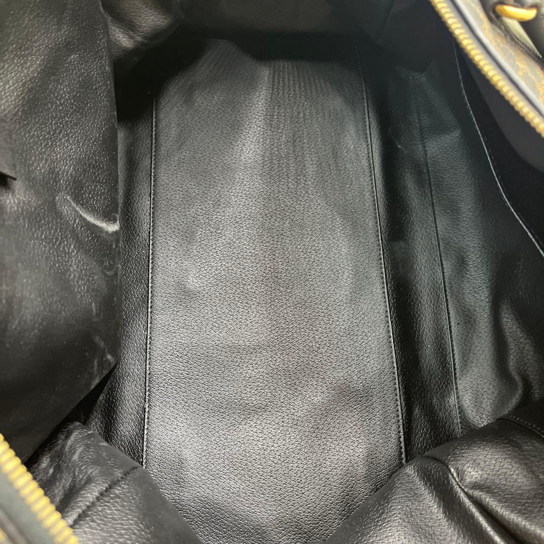 CELINE セリーヌ　ボストンバッグ 黒マカダム 鍵トリオンフ PVC レザー
