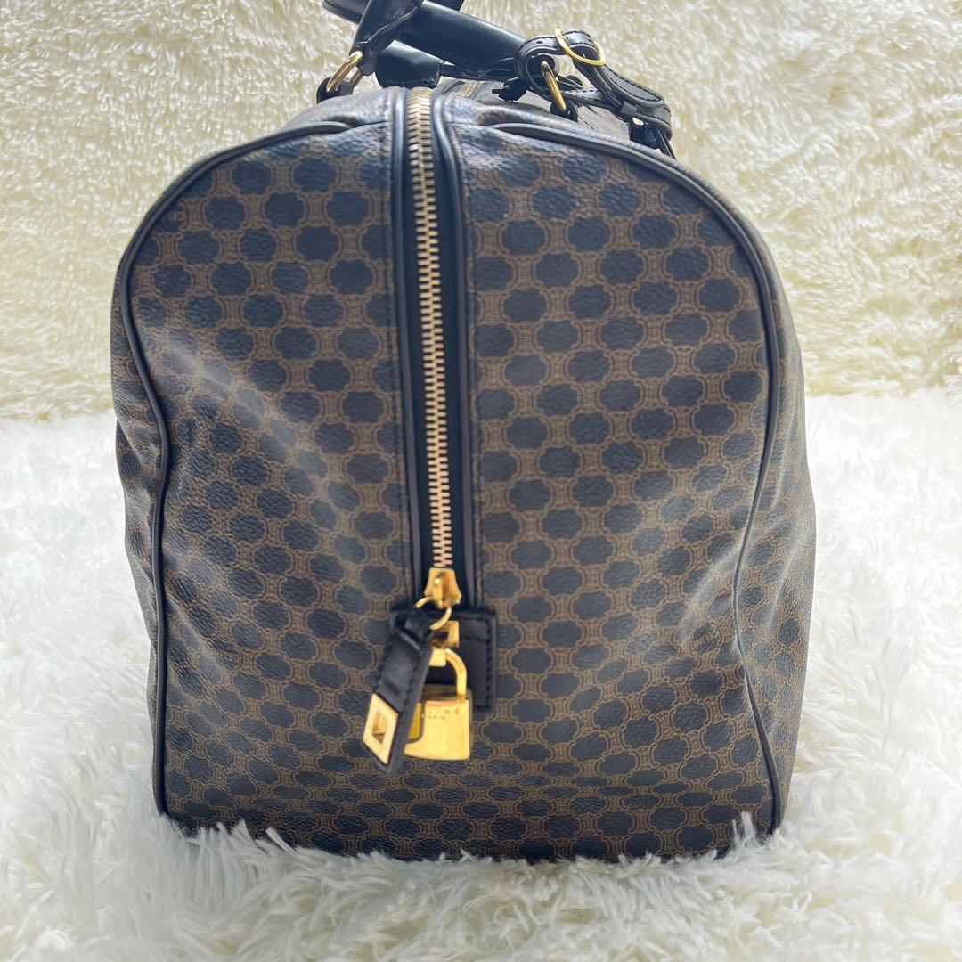 CELINE セリーヌ　ボストンバッグ 黒マカダム 鍵トリオンフ PVC レザー