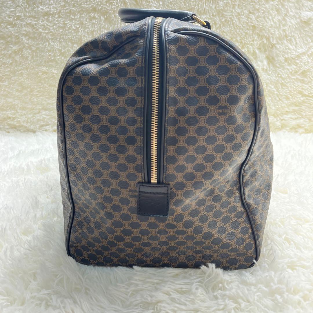 CELINE セリーヌ　ボストンバッグ 黒マカダム 鍵トリオンフ PVC レザー