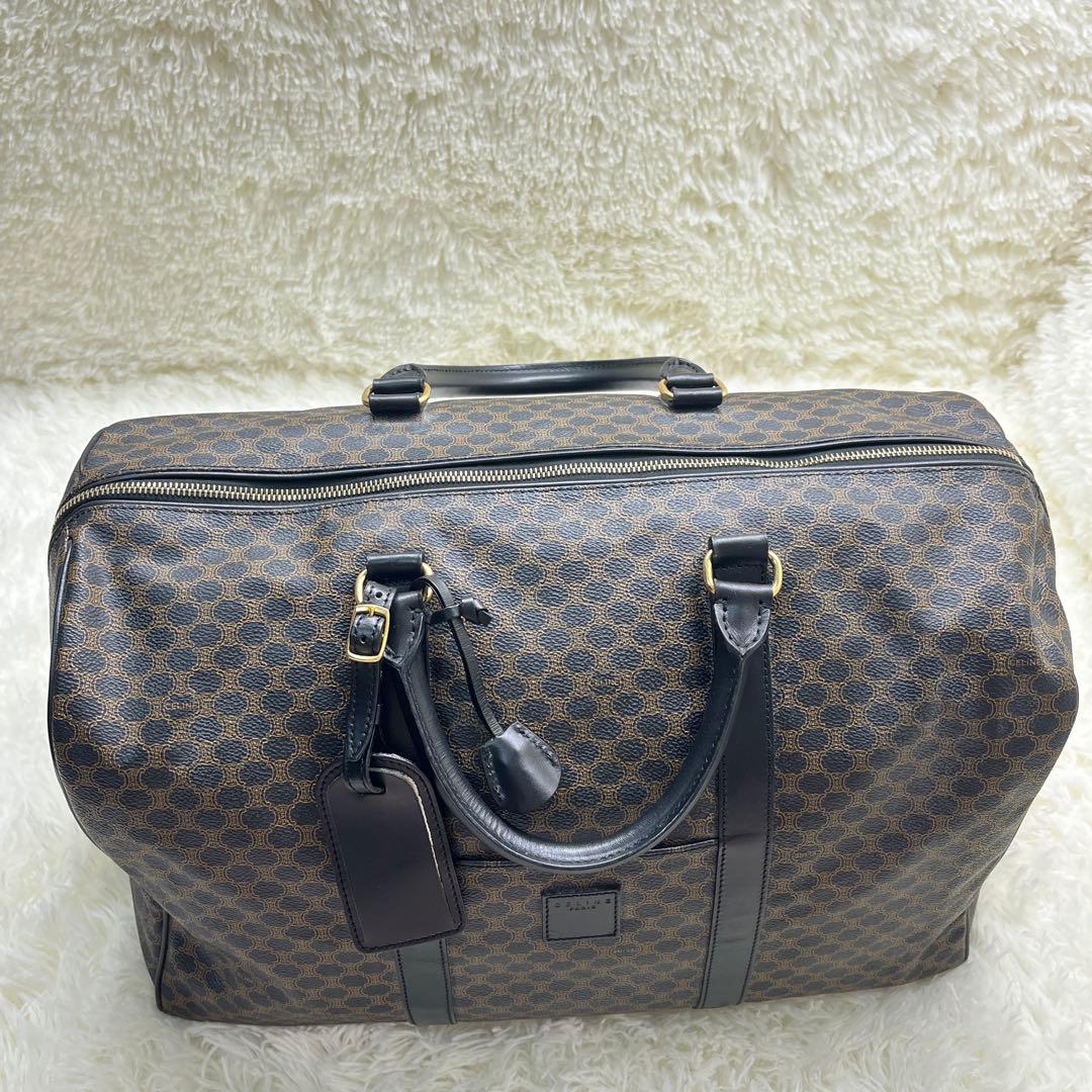 CELINE セリーヌ　ボストンバッグ 黒マカダム 鍵トリオンフ PVC レザー