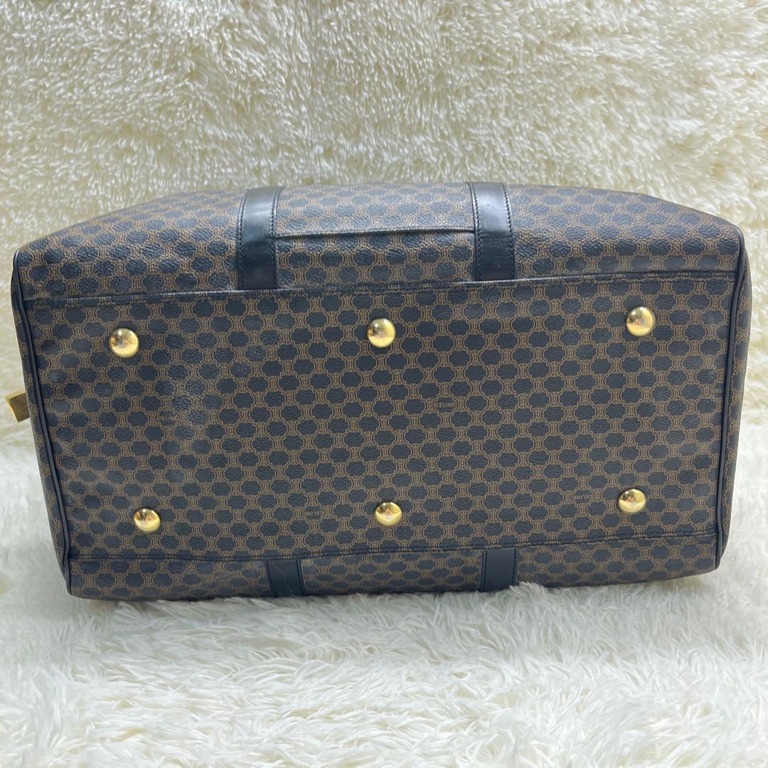 CELINE セリーヌ　ボストンバッグ 黒マカダム 鍵トリオンフ PVC レザー