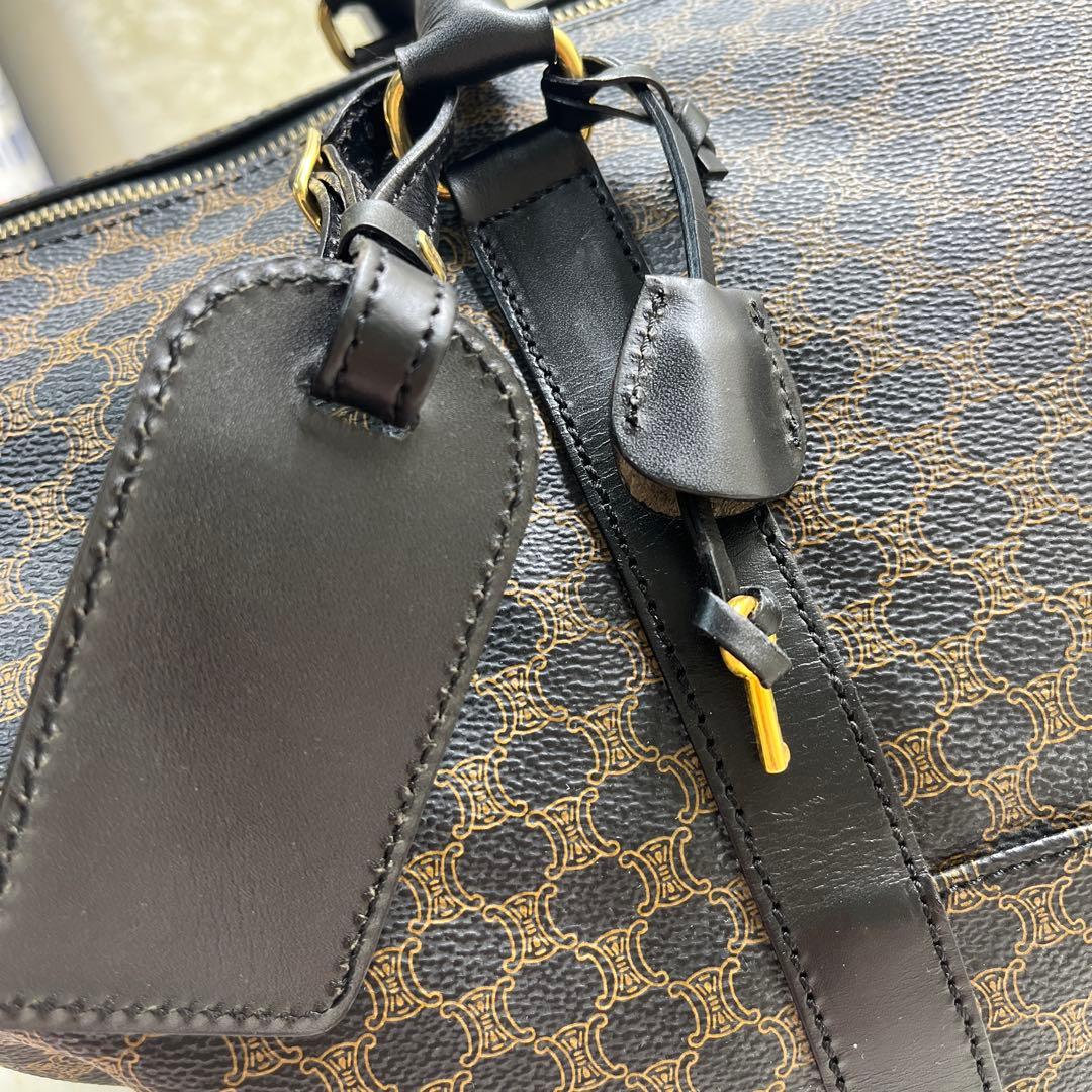 CELINE セリーヌ　ボストンバッグ 黒マカダム 鍵トリオンフ PVC レザー