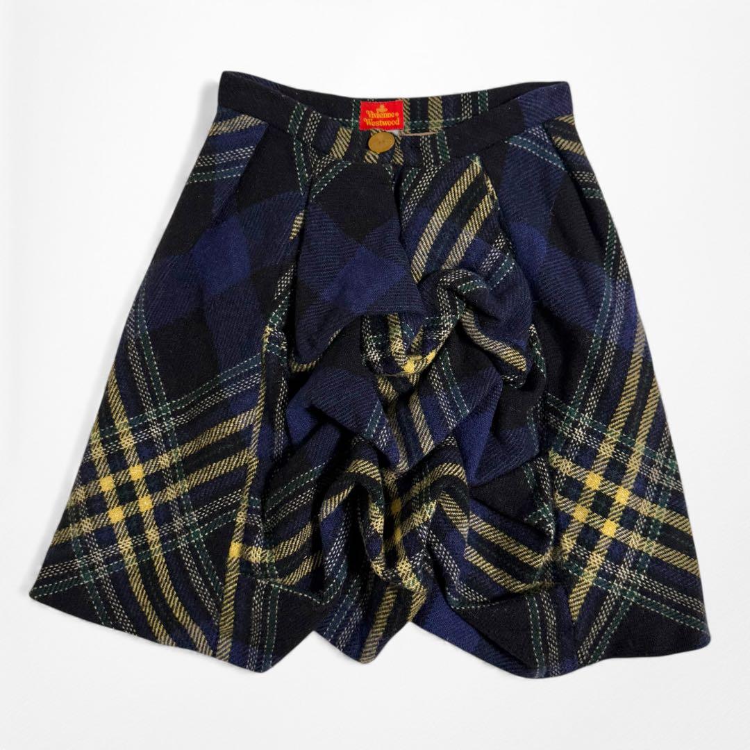 希少 90s ヴィヴィアンウエストウッド 変形 チェック ウール スカート