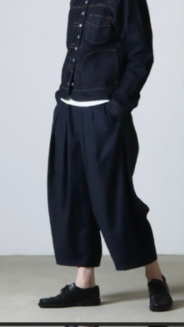 新品タグ付き　ミズイロインド　タックワイドパンツ　ウエストゴム　9分丈　2