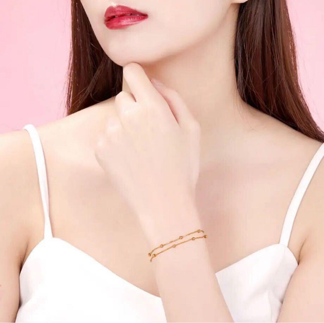 K18YG 2連　ゴールド　ブレスレット au750刻印