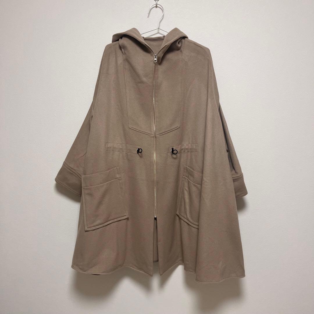 ハウスオブロータス　カシミヤ混　ビーバーポンチョコート　ロング丈