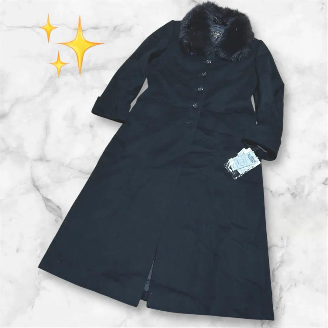 新品タグ/カシミヤ100/本毛皮ブルーフォックスファー✨ロングコート