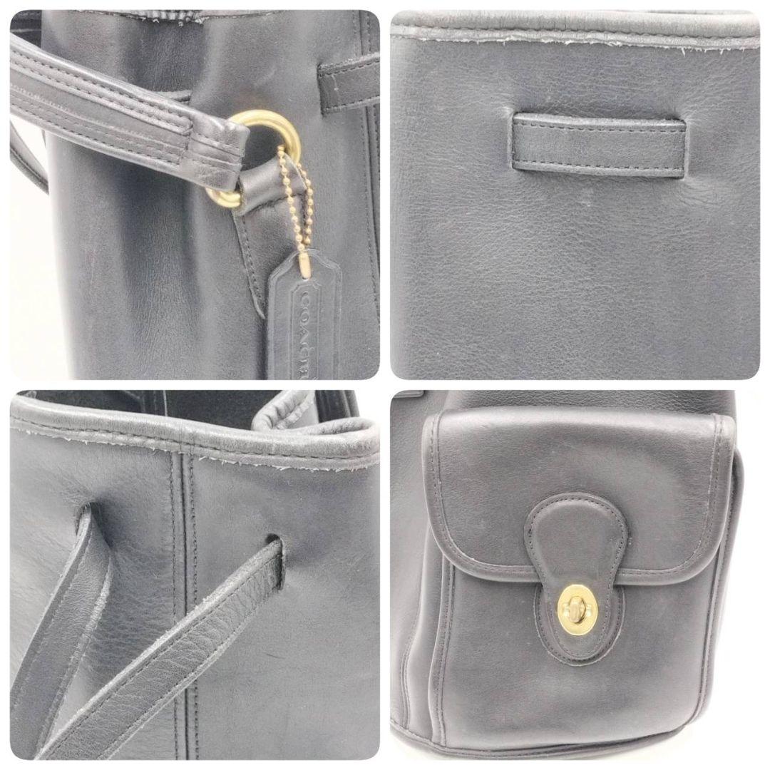 希少 美品✨️オールドCOACH 9992 ターンロック巾着リュック 黒 本革