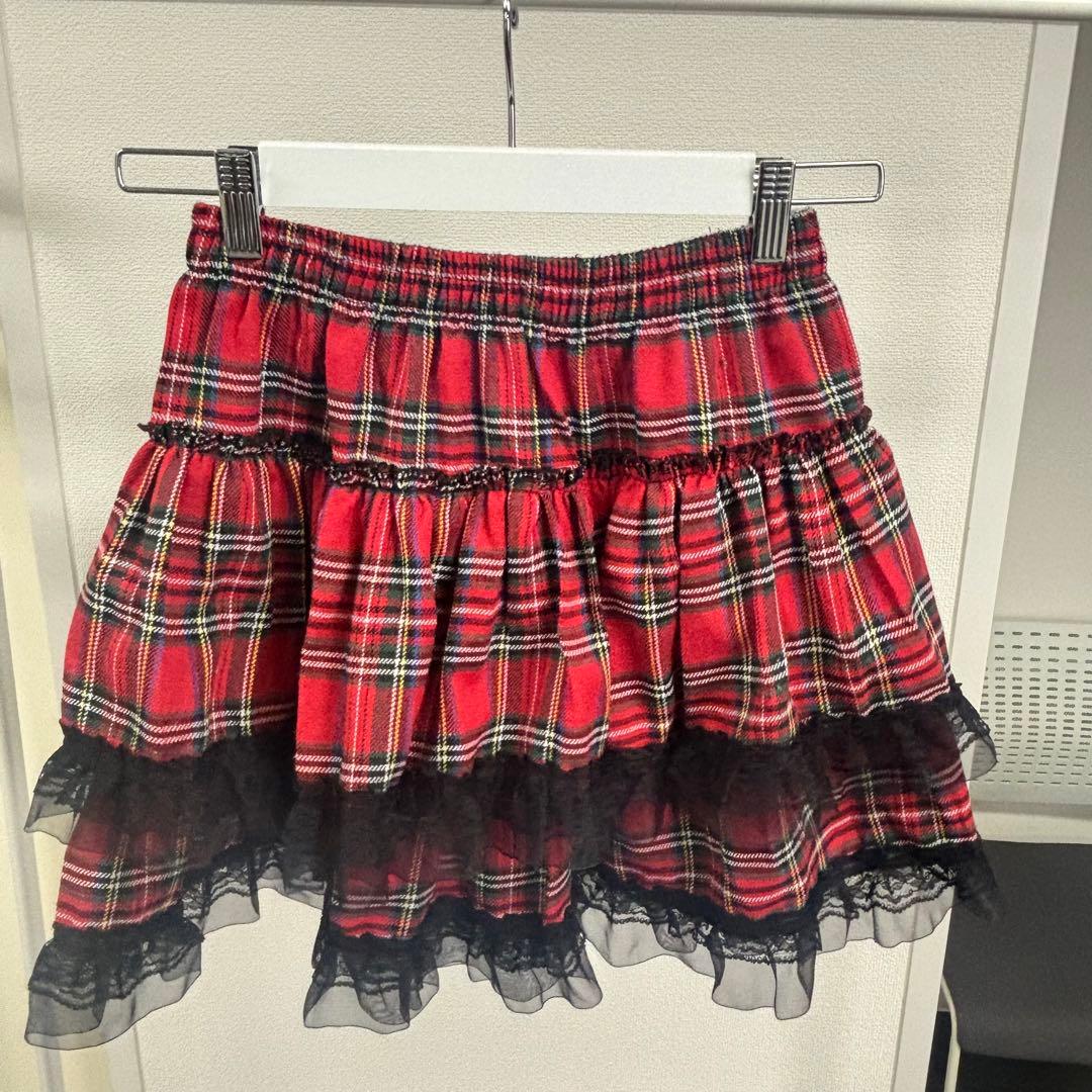 赤チェック スカート パンク - メルカリ