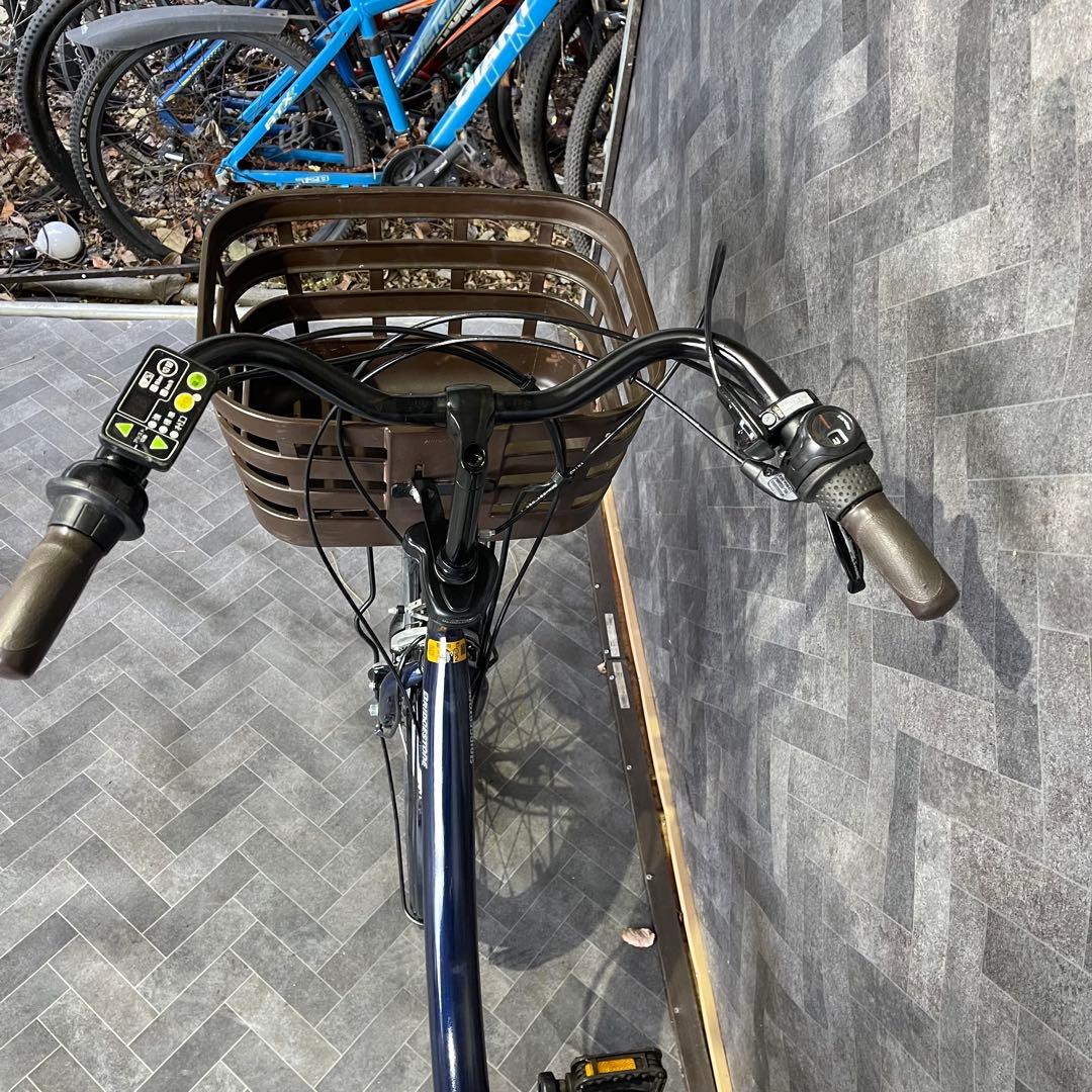 Bridgestone 電動アシスト自転車 ネイビー 前面バスケット付き