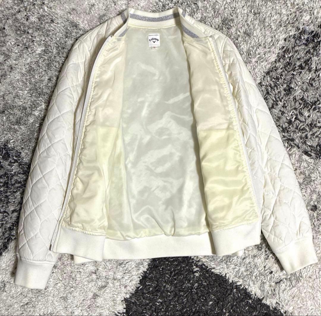 極美品　Callaway ホワイト キルティングジャケット　Lサイズ