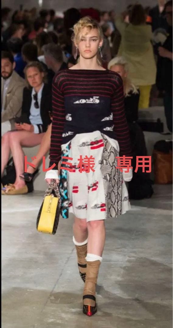 【PRADA】プリーツスカート 異素材ミックス／ランウェイコレクション