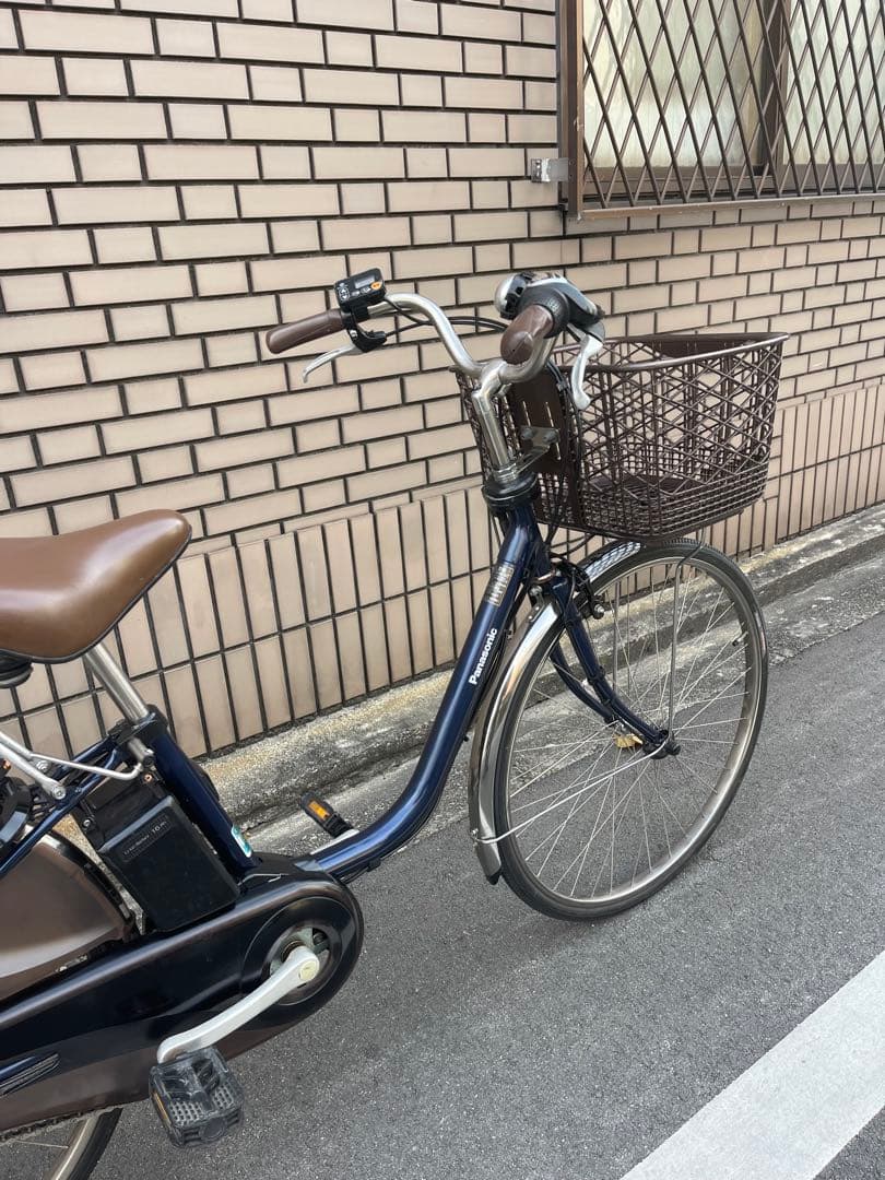 電動アシスト自転車 ネイビー 前カゴ付き