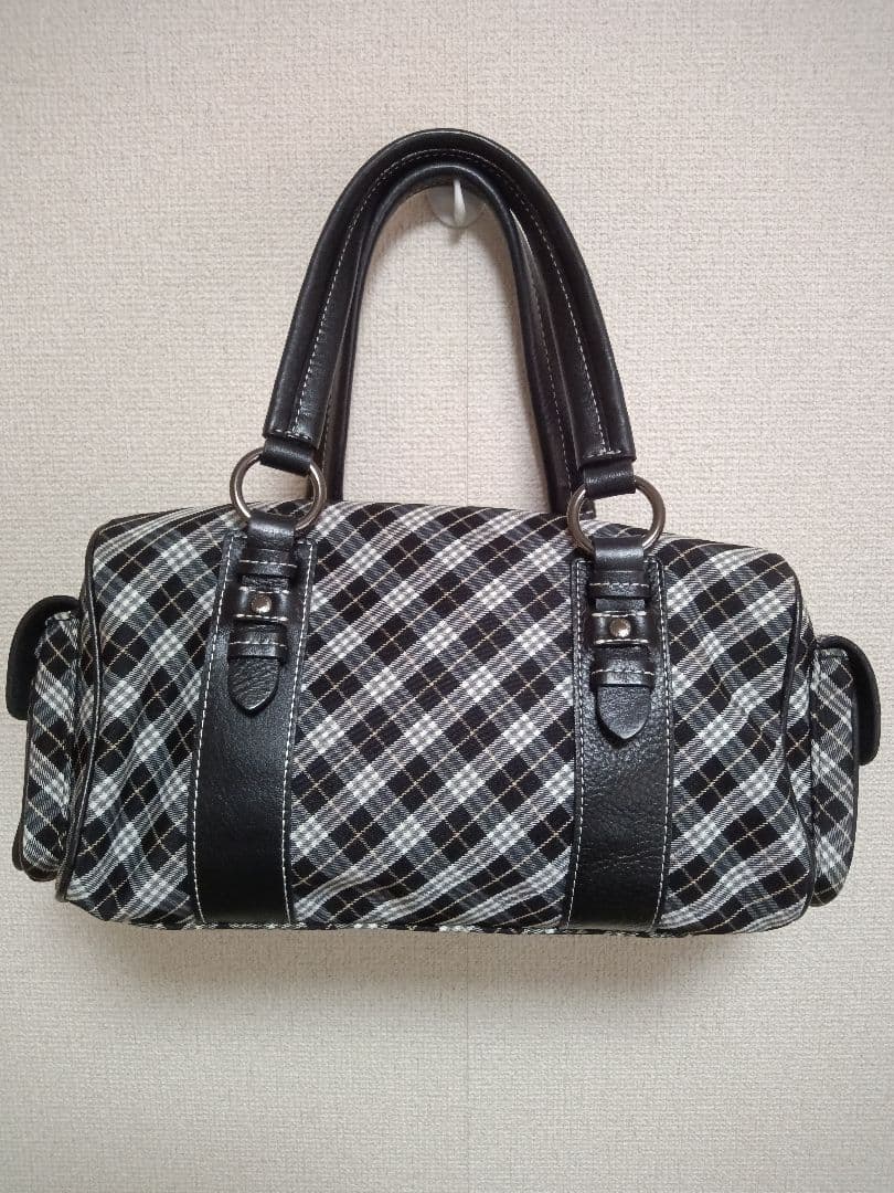 バーバリーブルーレーベル　マイクロ　チェック　ボストン　ブラック　希少